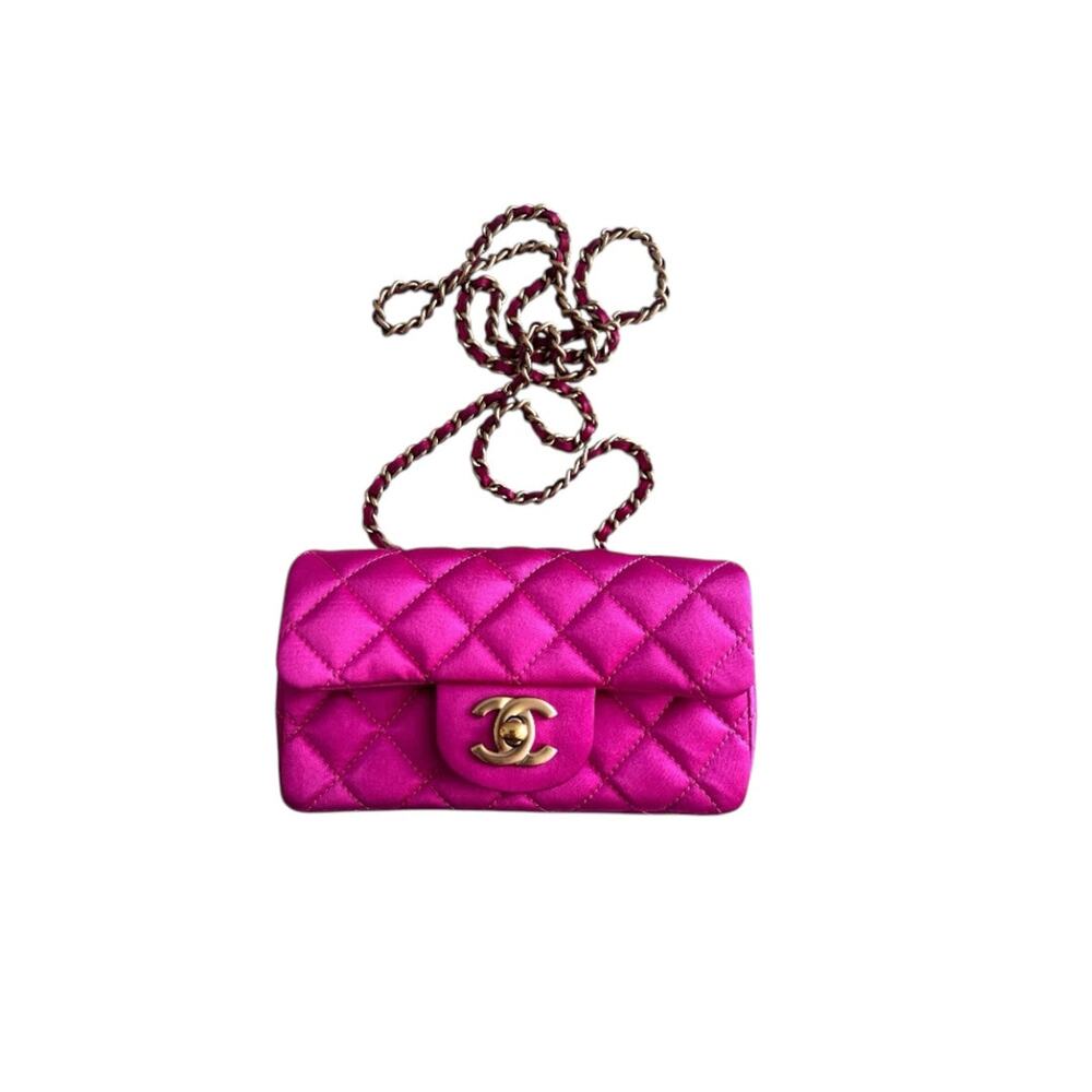 Vintage Chanel pink sequin mini flap bag